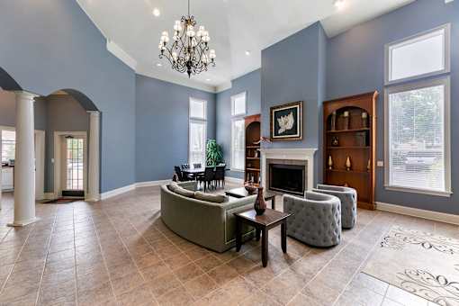 Clubroom with Chandelier at Trailside at Greenline, Cordova, TN