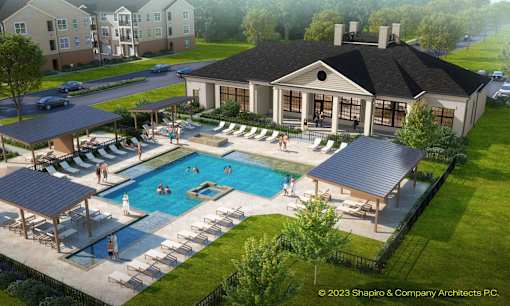 A large house with a pool in the backyard at Grays Creek Apartments, Cordova, TN, 38018