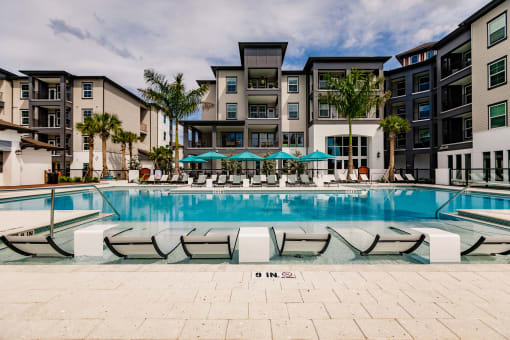 Resort style pool at Harrison Apartments, Sarasota