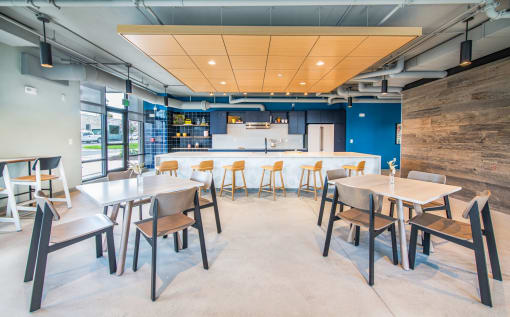 Eat-In Table With High Chairs In Clubhouse at The Baxly, Savannah, GA, 31401