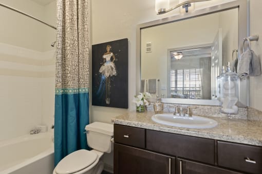 Bathroom in  Apartment located at St. Andrews Apartments in Johns Creek, GA 30022