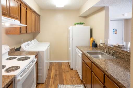 Kitchen with White Appliances at Stewarts Ferry Apartments, Nashville, 37214