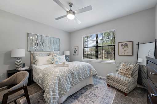 Bedroom With Ceiling Fan at The Ambrose, Houston, TX