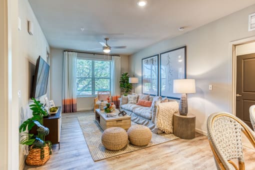 Decorated Living Room With Natural Light at The Beck at Hidden River, Tampa, FL, Florida , 33637