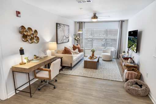 Living Room at The Dawson Cartersville Apartments, Cartersville, GA, 30121
