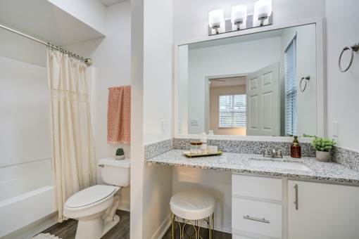 Bathroom with toilet at The Waters at Chenal Apartments, Little Rock, AR, 72211