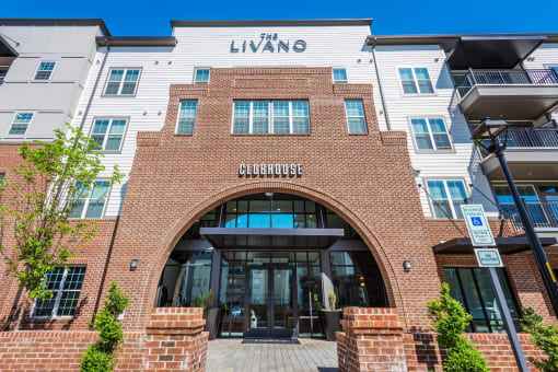 a brick building with a large archway and the words the livano on the top of at The Livano Tryon, Charlotte, NC, 28213
