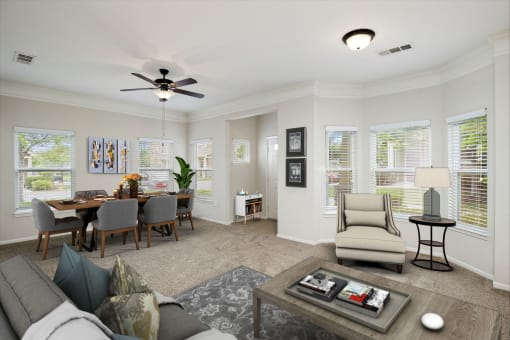 Spacious Living Room at Villas at Carrington Square in Overland Park, KS