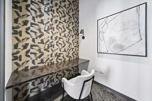 South Loop Chicago apartment workspace with desk
