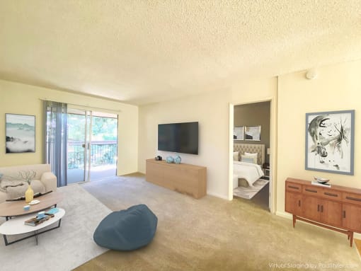 Living Room With TV at Carrington Apartments, Fremont, CA
