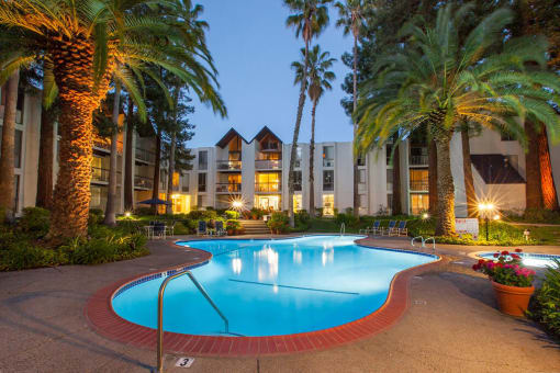 Pool View In Night at Castlewood, Walnut Creek, CA, 94596