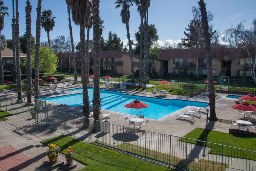Aerial View Of Pool at Valley West, San Jose, California
