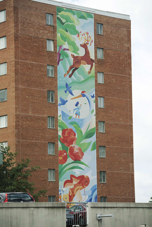 a mural on the side of a building