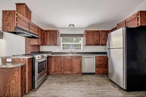 Spacious fully stocked kitchen at Forest Vista, La Porte, TX 77571