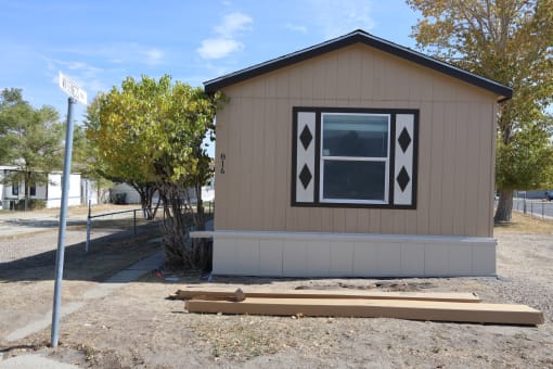 the front window is being cut out and ready to be installed at Pioneer Park, Green River, Wyoming