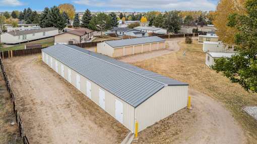 a aerial view of a building with a metal roof at Circle Park, Wyoming, 82007