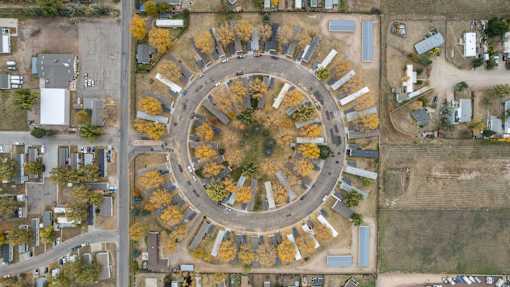 a birds eye view of a circle with trees in it at Circle Park, Cheyenne, WY