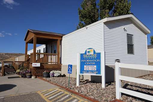 A building with a sign that says Skyline Information Center.