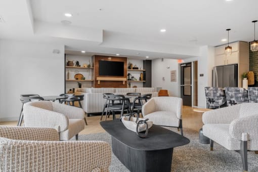 Clubroom with seating chairs