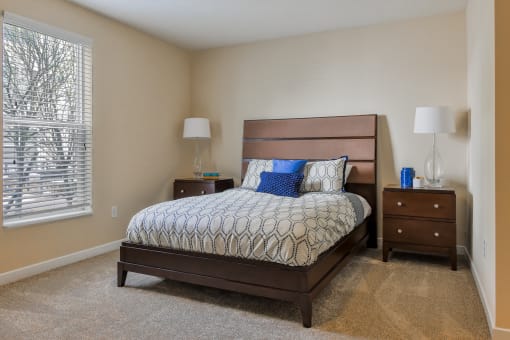 Guest bedroom at Kenyon Square Apartments, Westerville, OH, 43082