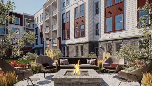 Outdoor Firepit at The View on Collins, Lansing, 48910