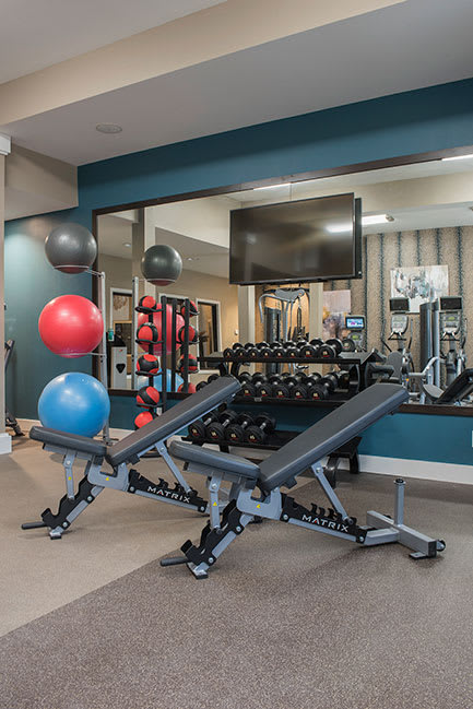 Fitness Center With Modern Equipment at The Pointe at St. Joseph Apartments, South Bend
