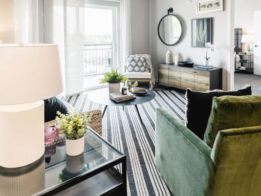 Living room at Velo Village Apartments, Franklin, WI, 53132