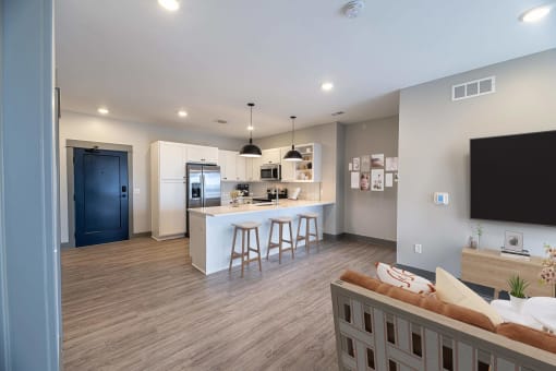 Open Concept Kitchen & Living Room at The Commons at Rivertown, Grandville, MI, 49418