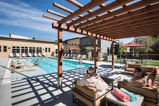Swimming Pool and Sun Deck at 8000 Uptown Apartments, Broomfield, Colorado