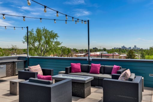 Rooftop Patio at West Line Flats Apartments in Lakewood, CO