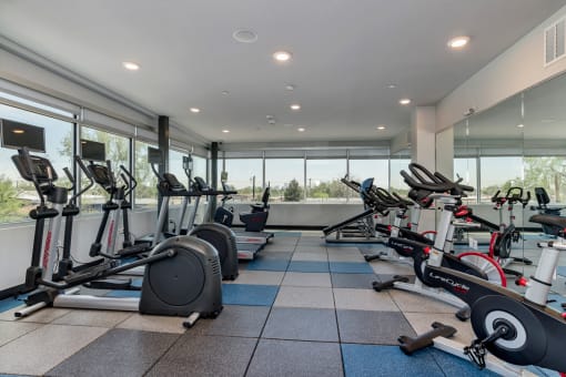 Fitness Center at West Line Flats Apartments in Lakewood, CO