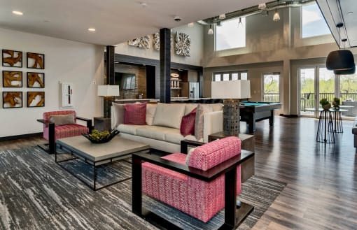 Clubhouse Lounge at West Line Flats Apartments in Lakewood, CO