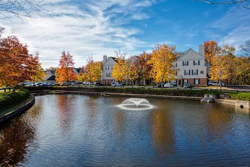Lake with a fountain