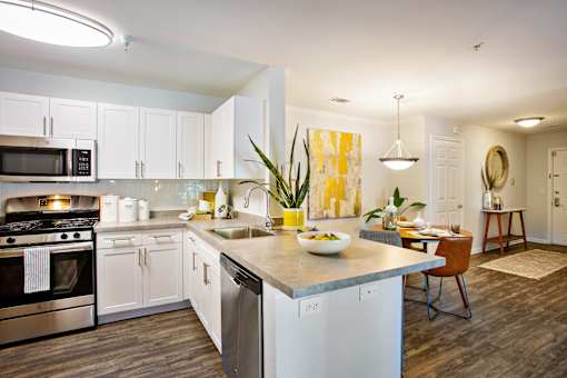 Kitchen with white cabinets