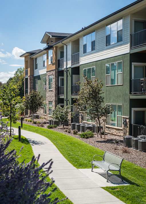 Exterior view of pathway at Arterra Place Apartments, Colorado