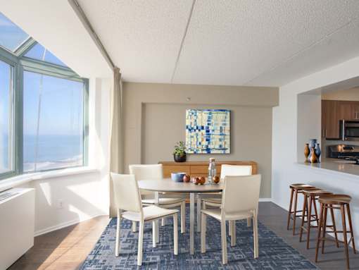 Dining at 10 West Apartments, Long Beach, New York
