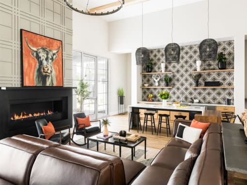 clubhouse with couches  at Onyx at Westgate Apartments, Glendale, AZ