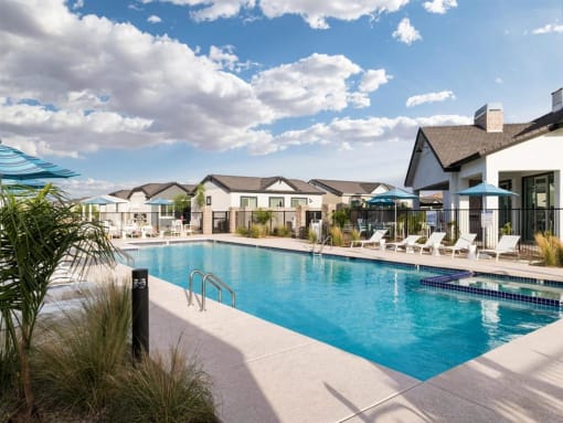 pool view and patio at Onyx at Westgate Apartments, Arizona, 85305