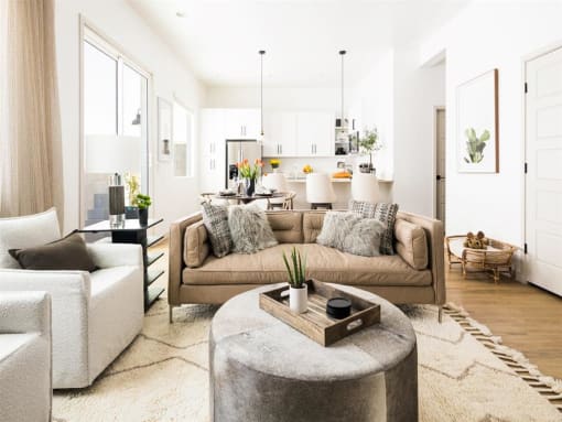front living room view with couch at Onyx at Westgate Apartments, Glendale, AZ, 85305