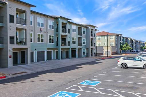 Parking Lot at WestLink at Oak Station Apartments, Lakewood