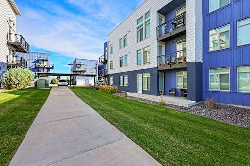 Long Concrete Walkway at 8000 Uptown Apartments, Colorado, 80021