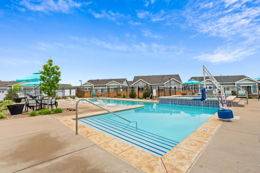 the enclave at homecoming terra vista heated pool at The Villas at Prairie Center, Brighton, CO