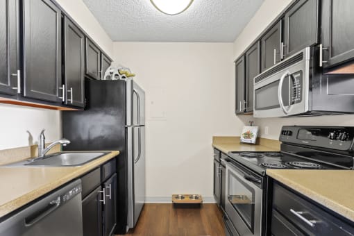 kitchen with black appliances