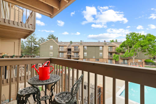 The view from the balcony  at Silver Reef Apartments in Lakewood, CO