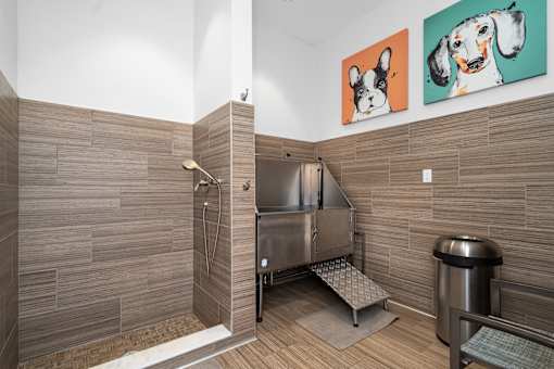 Dog washing station and shower at Artesia at Lakewood Ranch Apartments, Florida