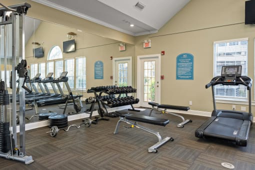 our state of the art gym includes cardio equipment and weights at 150 Summit, Birmingham, 35243