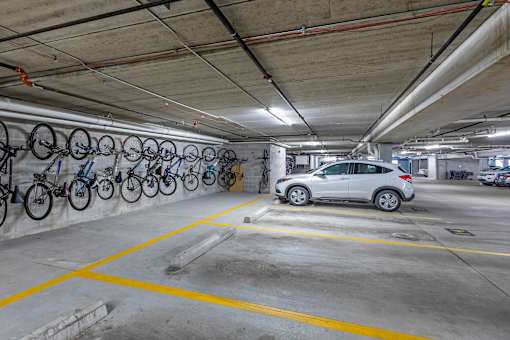 Parking garage and bike storage at The Enclave Luxury Apartments