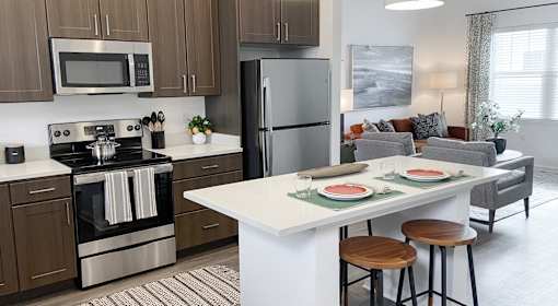 Kitchen and counters at Artesia at Lakewood Ranch Apartments, Bradenton