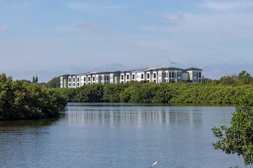 the building in which the hotel is located is next to a river at The Addison on Long Bayou Apartments, Seminole, FL