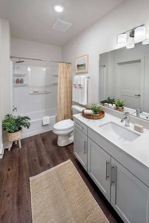 bathroom and stand up shower at The Cottages at Old Monrovia Apartment , Alabama, 35806